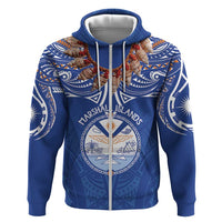 Yokwe Marshall Islands Personalized Hoodie Jemenei Day - Seashell Necklace LT7 Zip Hoodie Blue - Polynesian Pride