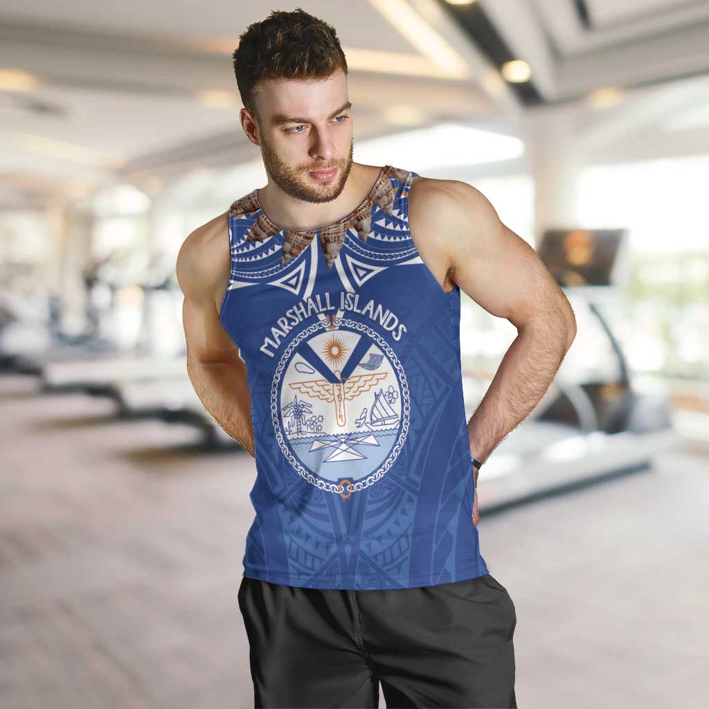 Yokwe Marshall Islands Personalized Men Tank Top Jemenei Day - Seashell Necklace LT7 Blue - Polynesian Pride