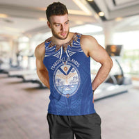 Yokwe Marshall Islands Personalized Men Tank Top Jemenei Day - Seashell Necklace LT7 Blue - Polynesian Pride