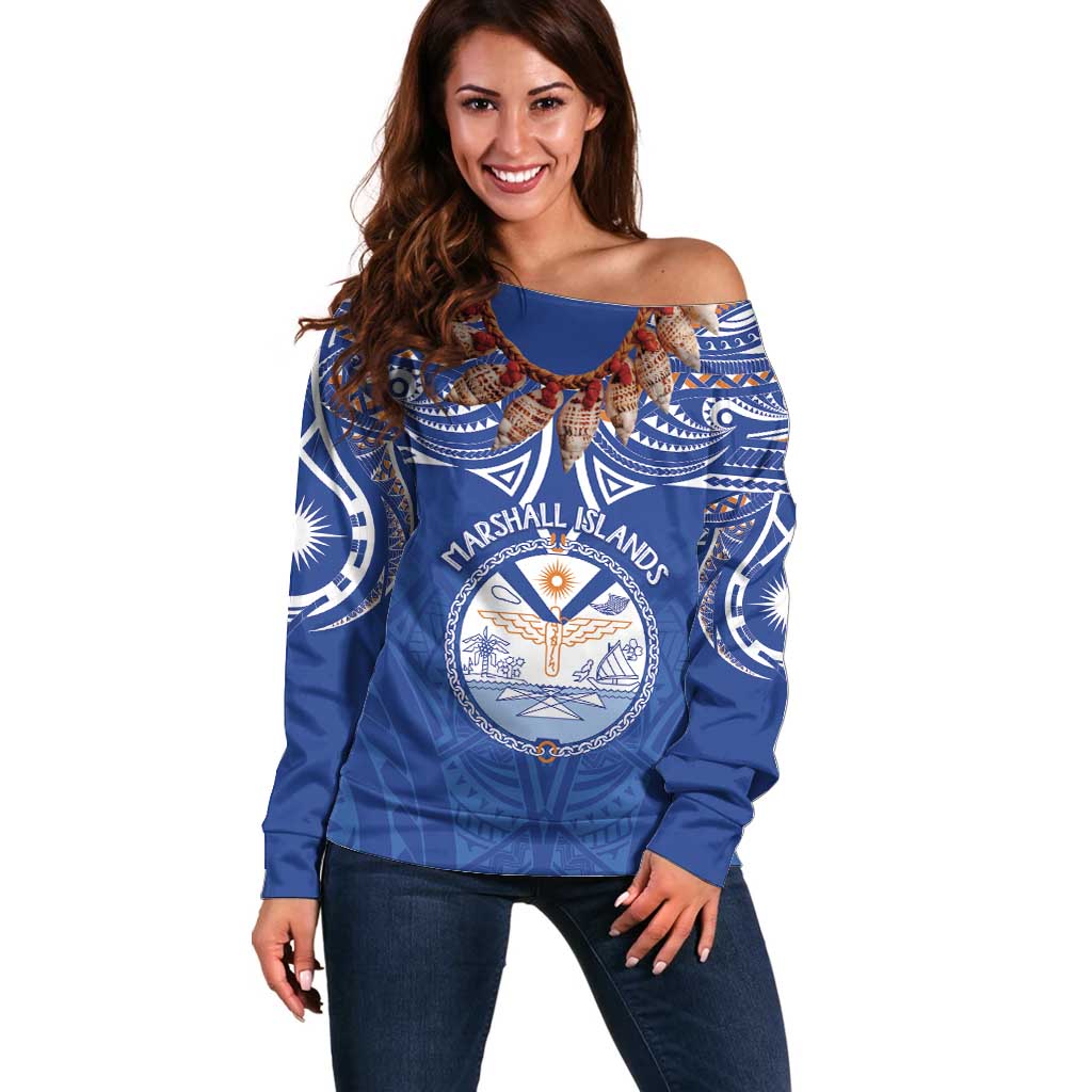 Yokwe Marshall Islands Personalized Off Shoulder Sweater Jemenei Day - Seashell Necklace