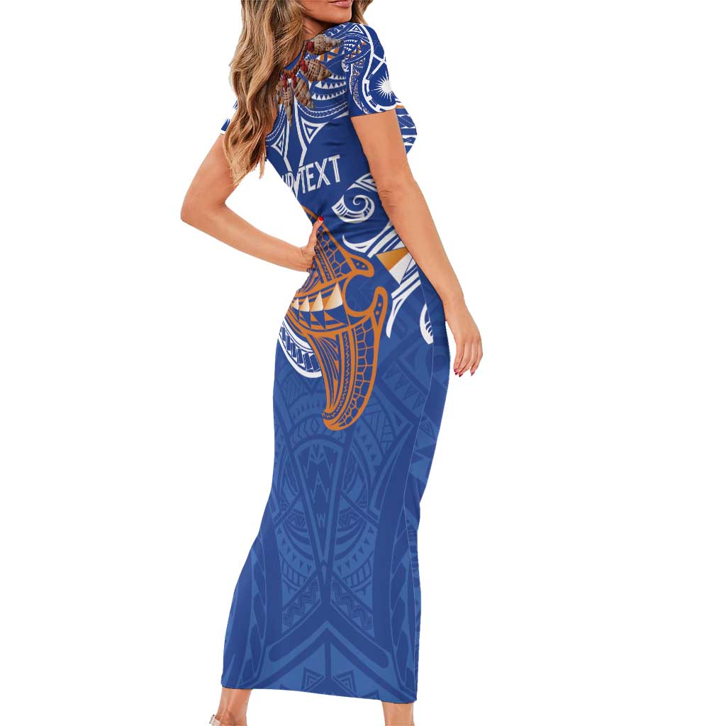 Yokwe Marshall Islands Personalized Short Sleeve Bodycon Dress Jemenei Day - Seashell Necklace