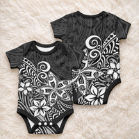 Polynesia Baby Onesie Plumeria Black Curves