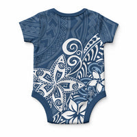 Polynesia Baby Onesie Plumeria Blue Curves