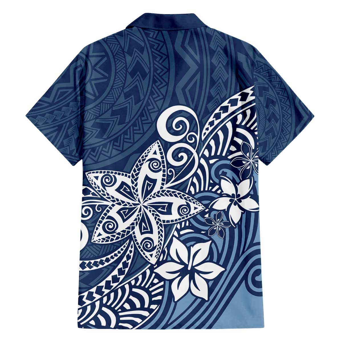 Hawaii Family Matching Outfits Polynesia Off Shoulder Long Sleeve Dress And Shirt Family Set Clothes Plumeria Navy Curves LT7 - Polynesian Pride