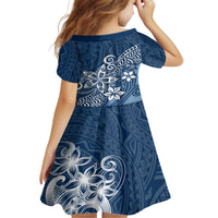 Hawaii Family Matching Outfits Polynesia Off Shoulder Maxi Dress And Shirt Family Set Clothes Plumeria Navy Curves LT7 - Polynesian Pride