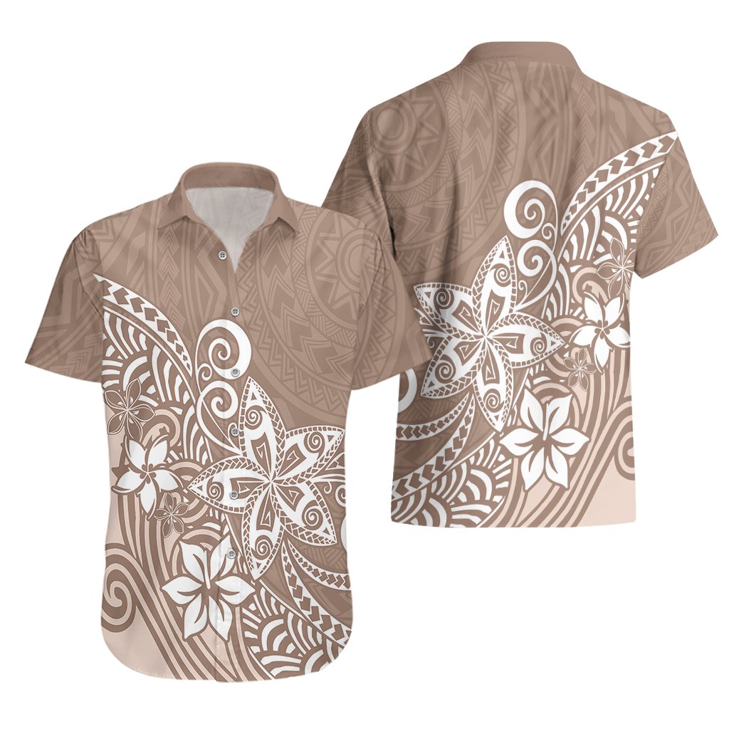Polynesia Hawaiian Shirt Plumeria Beige Curves LT7 - Polynesian Pride