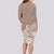 Polynesia Long Sleeve Bodycon Dress Plumeria Beige Curves LT7 - Polynesian Pride