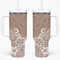 Hawaii Tumbler With Handle Plumeria Beige Curves