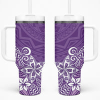 Hawaii Tumbler With Handle Plumeria Purple Curves LT7 One Size: 40 oz Purple - Polynesian Pride