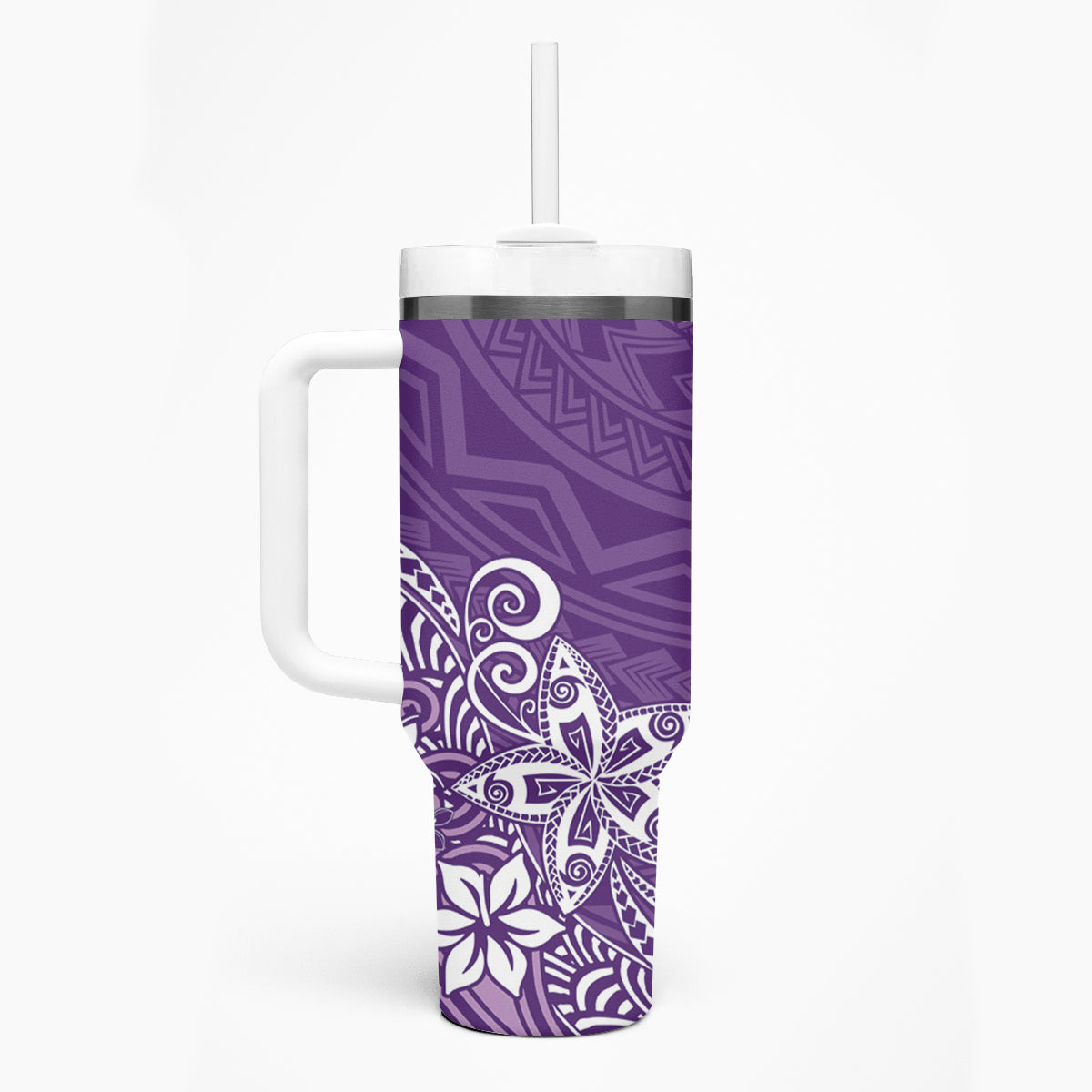 Hawaii Tumbler With Handle Plumeria Purple Curves LT7 - Polynesian Pride