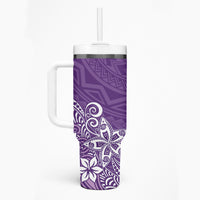 Hawaii Tumbler With Handle Plumeria Purple Curves LT7 - Polynesian Pride