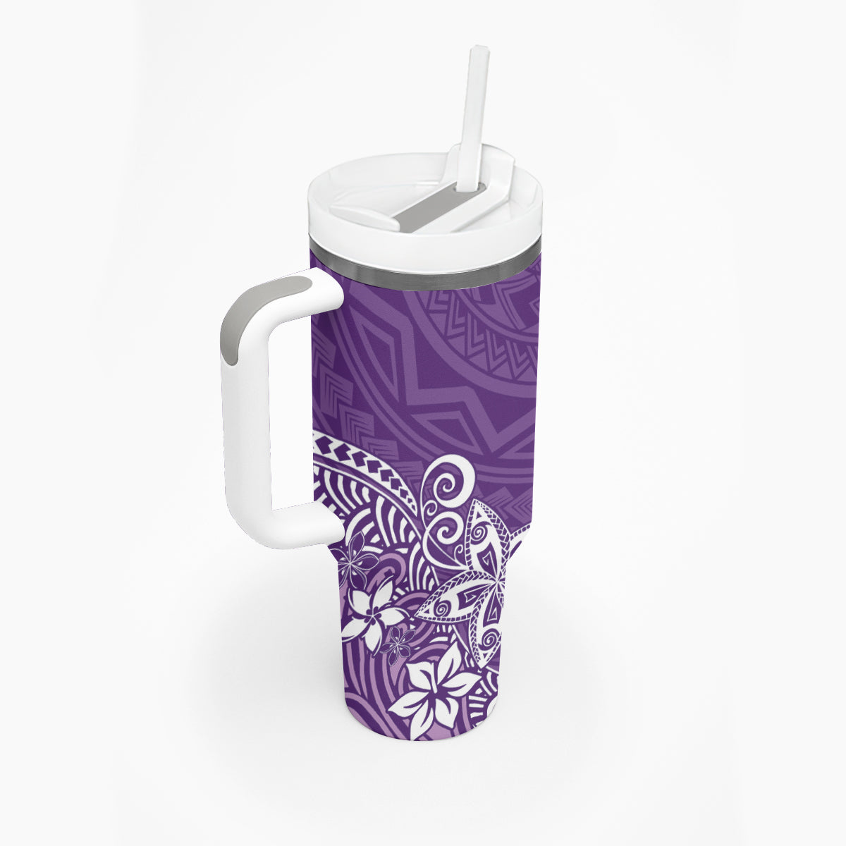 Hawaii Tumbler With Handle Plumeria Purple Curves LT7 - Polynesian Pride