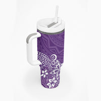Hawaii Tumbler With Handle Plumeria Purple Curves LT7 - Polynesian Pride