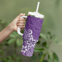 Hawaii Tumbler With Handle Plumeria Purple Curves LT7 - Polynesian Pride
