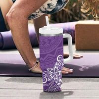 Hawaii Tumbler With Handle Plumeria Purple Curves LT7 - Polynesian Pride