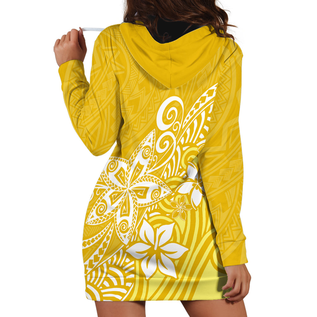 Polynesia Hoodie Dress Plumeria Yellow Curves LT7 - Polynesian Pride