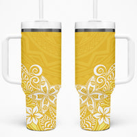 Hawaii Tumbler With Handle Plumeria Yellow Curves