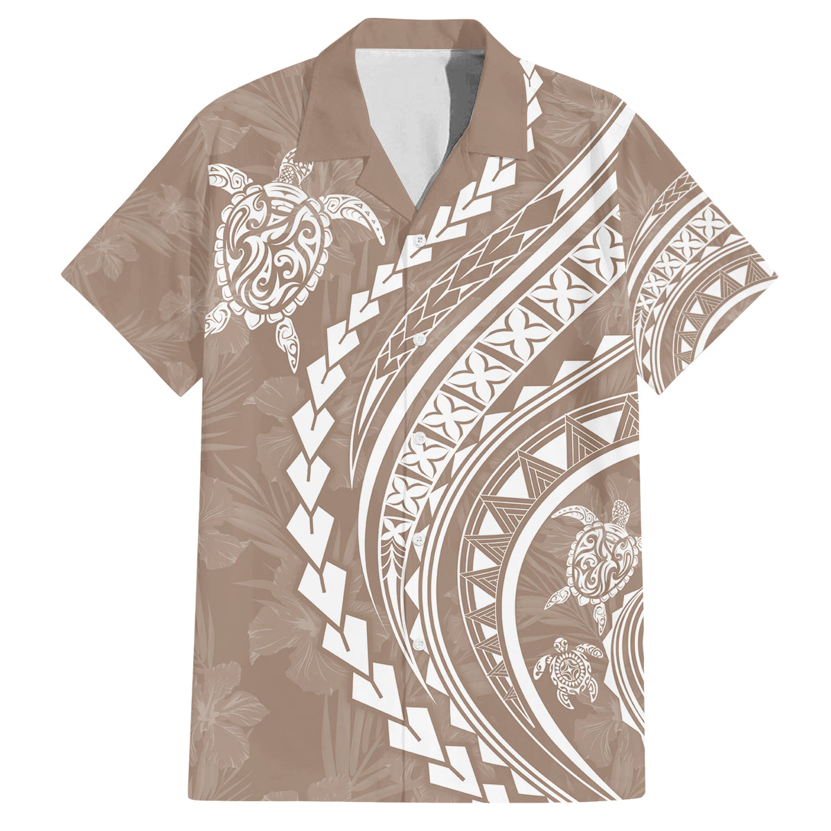 Hawaii Family Matching Outfits Polynesian Pride Summer Maxi Dress And Shirt Family Set Clothes Turtle Hibiscus Luxury Style - Beige LT7 Dad's Shirt - Short Sleeve Beige - Polynesian Pride