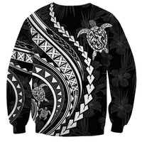 Polynesian Pride Sweatshirt Turtle Hibiscus Luxury Style - Black LT7 - Polynesian Pride