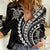 Polynesian Pride Women Casual Shirt Turtle Hibiscus Luxury Style - Black LT7 Female Black - Polynesian Pride