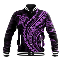 Polynesian Pride Baseball Jacket Turtle Hibiscus Luxury Style - Lilac LT7 Unisex Lilac - Polynesian Pride