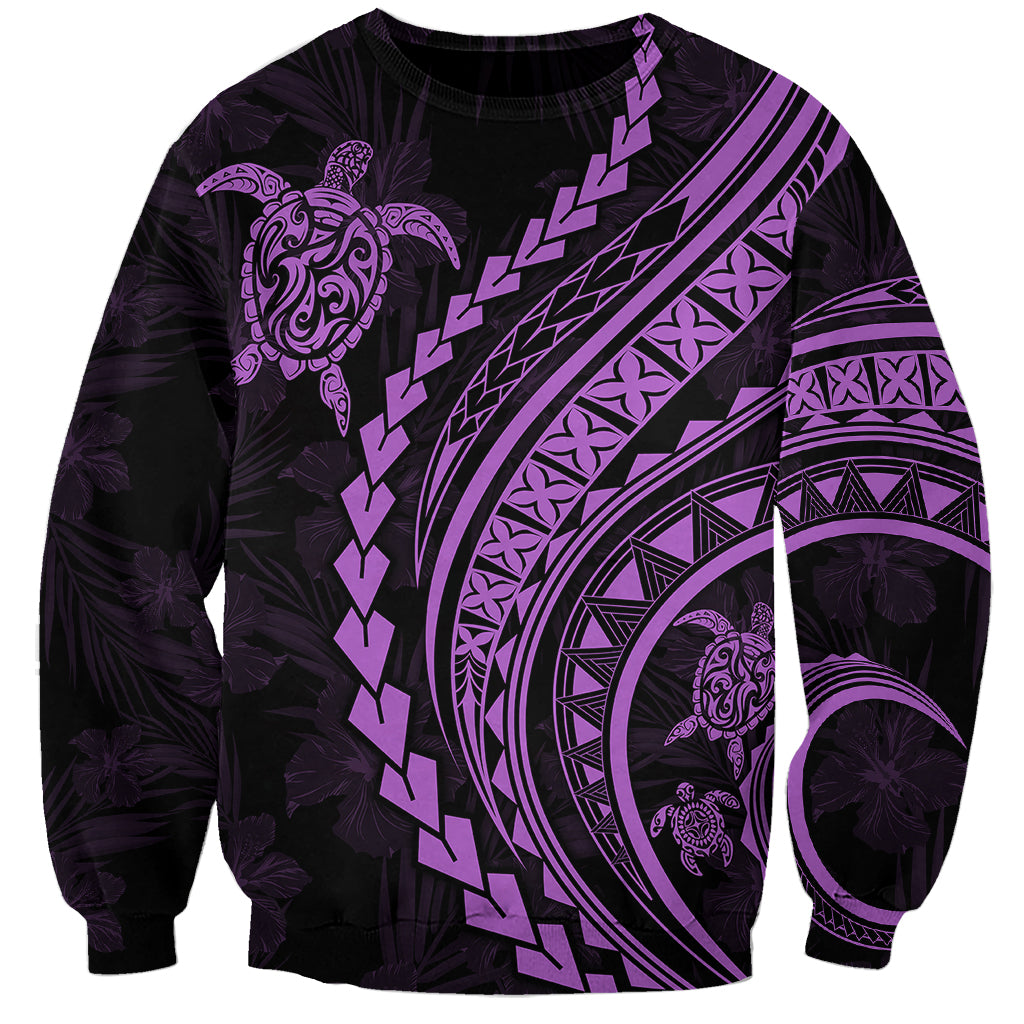 Polynesian Pride Sweatshirt Turtle Hibiscus Luxury Style - Lilac LT7 Unisex Lilac - Polynesian Pride