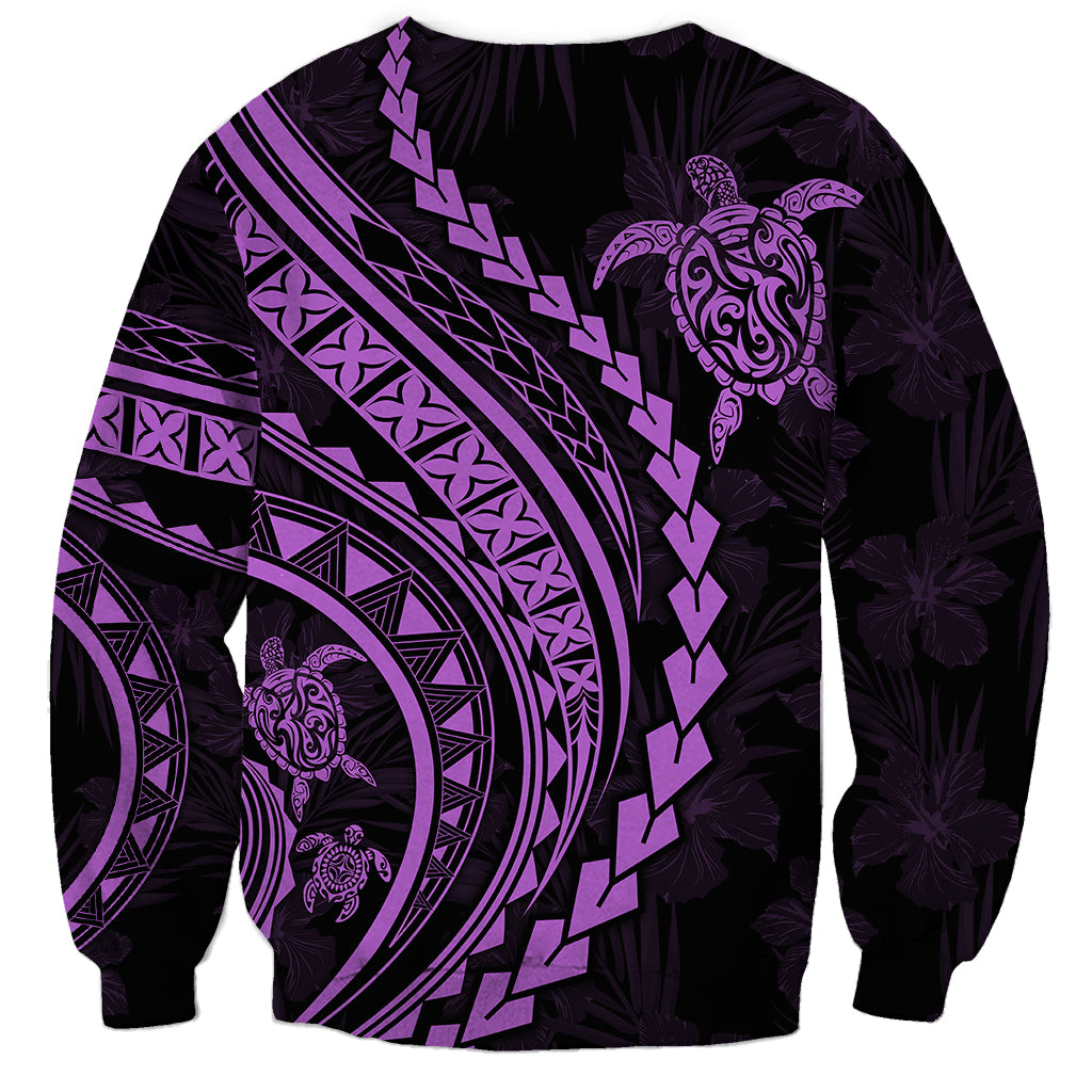 Polynesian Pride Sweatshirt Turtle Hibiscus Luxury Style - Lilac LT7 - Polynesian Pride