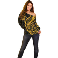 Polynesian Pride Off Shoulder Sweater Turtle Hibiscus Luxury Style - Merigold LT7 - Polynesian Pride