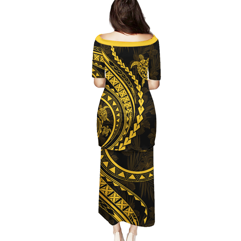Polynesian Pride Puletasi Turtle Hibiscus Luxury Style - Merigold LT7 - Polynesian Pride