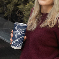 Polynesian Pride Tumbler Cup Turtle Hibiscus Luxury Style - Navy