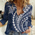 Polynesian Pride Women Casual Shirt Turtle Hibiscus Luxury Style - Navy LT7 Female Navy - Polynesian Pride