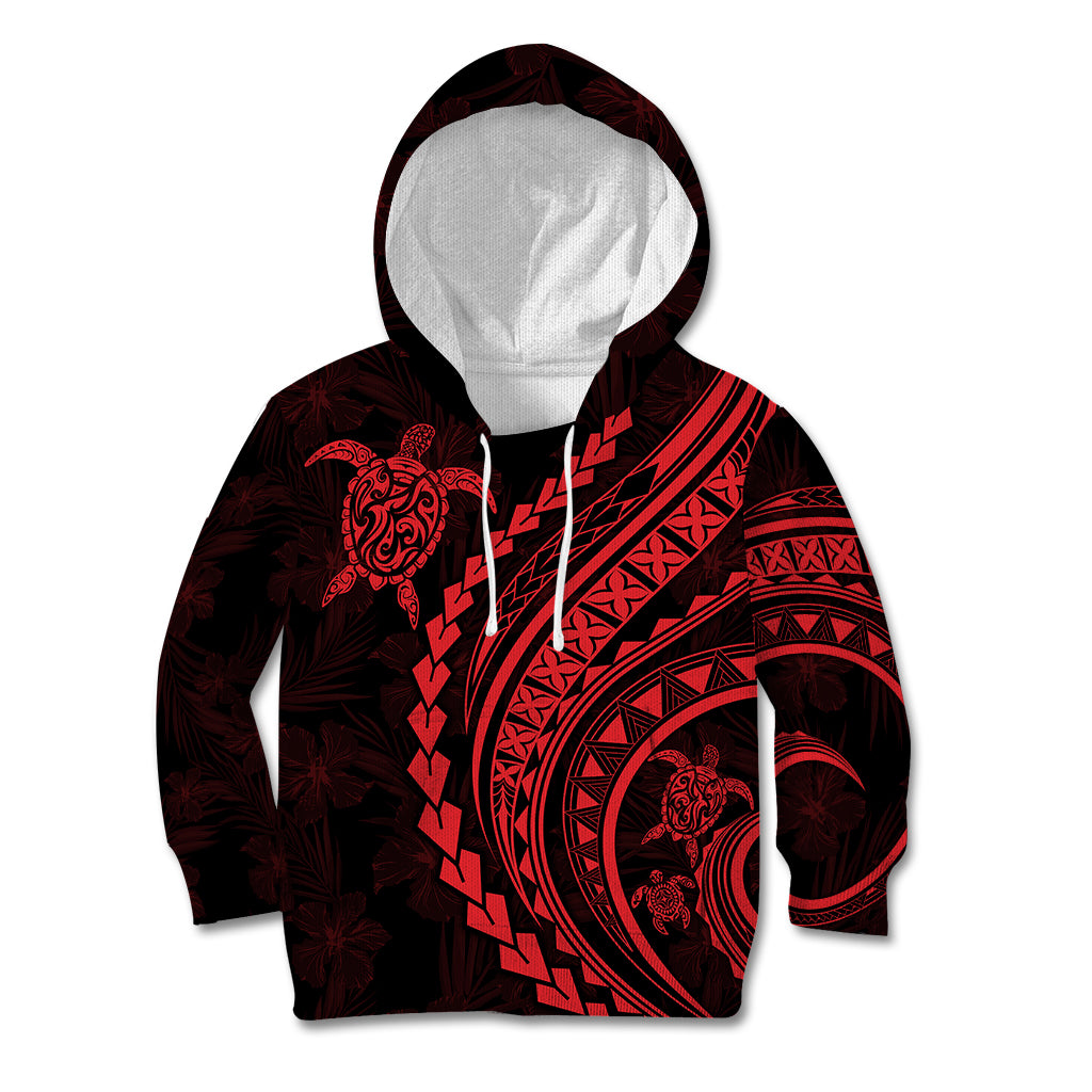 Polynesian Pride Kid Hoodie Turtle Hibiscus Luxury Style - Rose LT7 Hoodie Rose - Polynesian Pride