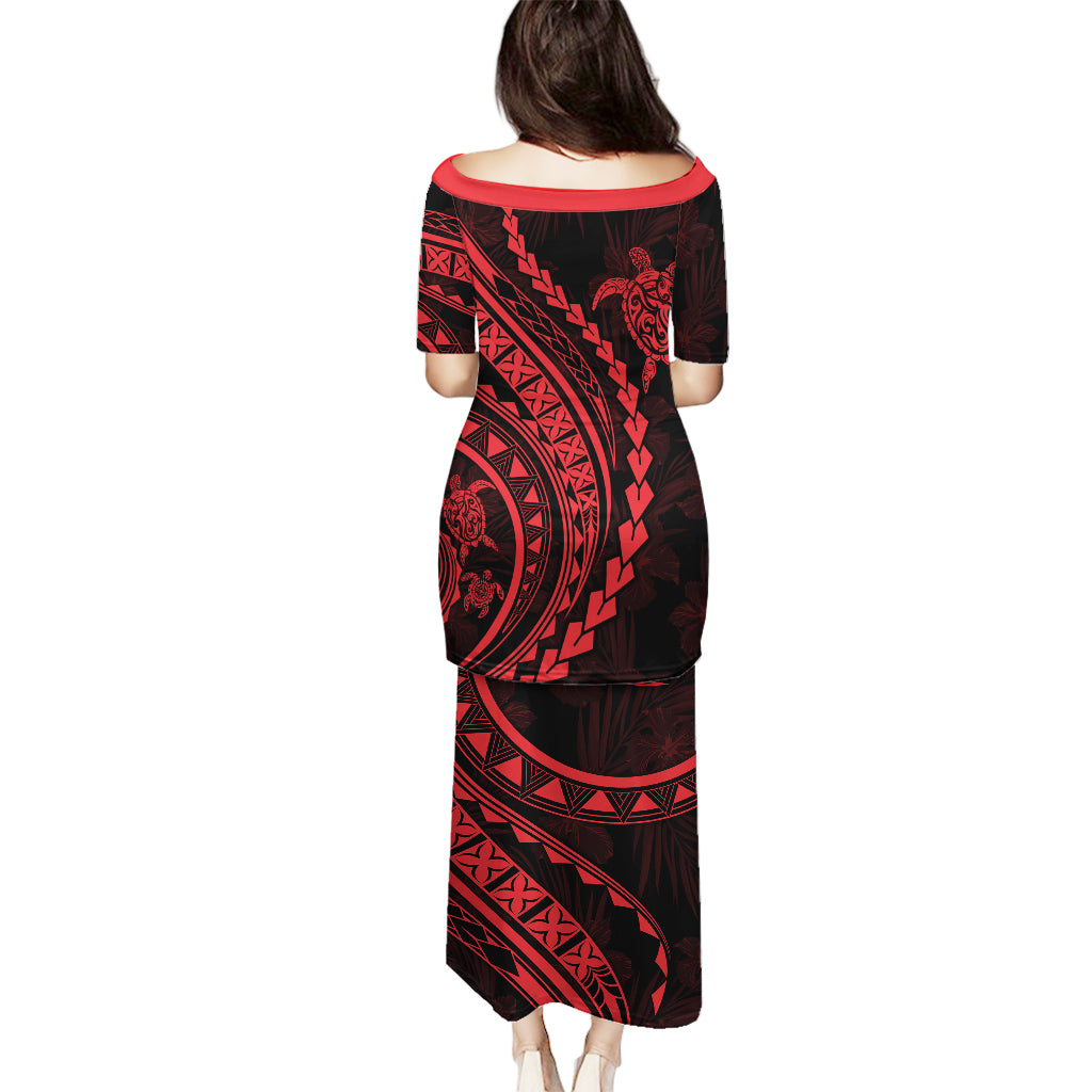 Polynesian Pride Puletasi Turtle Hibiscus Luxury Style - Rose LT7 - Polynesian Pride