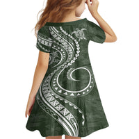Hawaii Family Matching Outfits Polynesian Pride Off Shoulder Long Sleeve Dress And Shirt Family Set Clothes Turtle Hibiscus Luxury Style - Sage LT7 - Polynesian Pride