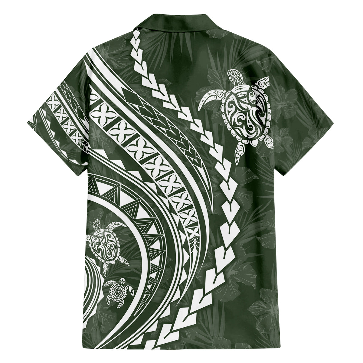 Hawaii Family Matching Outfits Polynesian Pride Off Shoulder Long Sleeve Dress And Shirt Family Set Clothes Turtle Hibiscus Luxury Style - Sage LT7 - Polynesian Pride