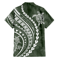 Hawaii Family Matching Outfits Polynesian Pride Off Shoulder Long Sleeve Dress And Shirt Family Set Clothes Turtle Hibiscus Luxury Style - Sage LT7 - Polynesian Pride