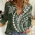 Polynesian Pride Women Casual Shirt Turtle Hibiscus Luxury Style - Sage LT7 Female Sage - Polynesian Pride