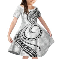 Hawaii Family Matching Outfits Polynesian Pride Off Shoulder Maxi Dress And Shirt Family Set Clothes Turtle Hibiscus Luxury Style - White LT7 Daughter's Dress White - Polynesian Pride