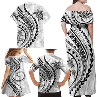 Hawaii Family Matching Outfits Polynesian Pride Off Shoulder Maxi Dress And Shirt Family Set Clothes Turtle Hibiscus Luxury Style - White LT7 - Polynesian Pride