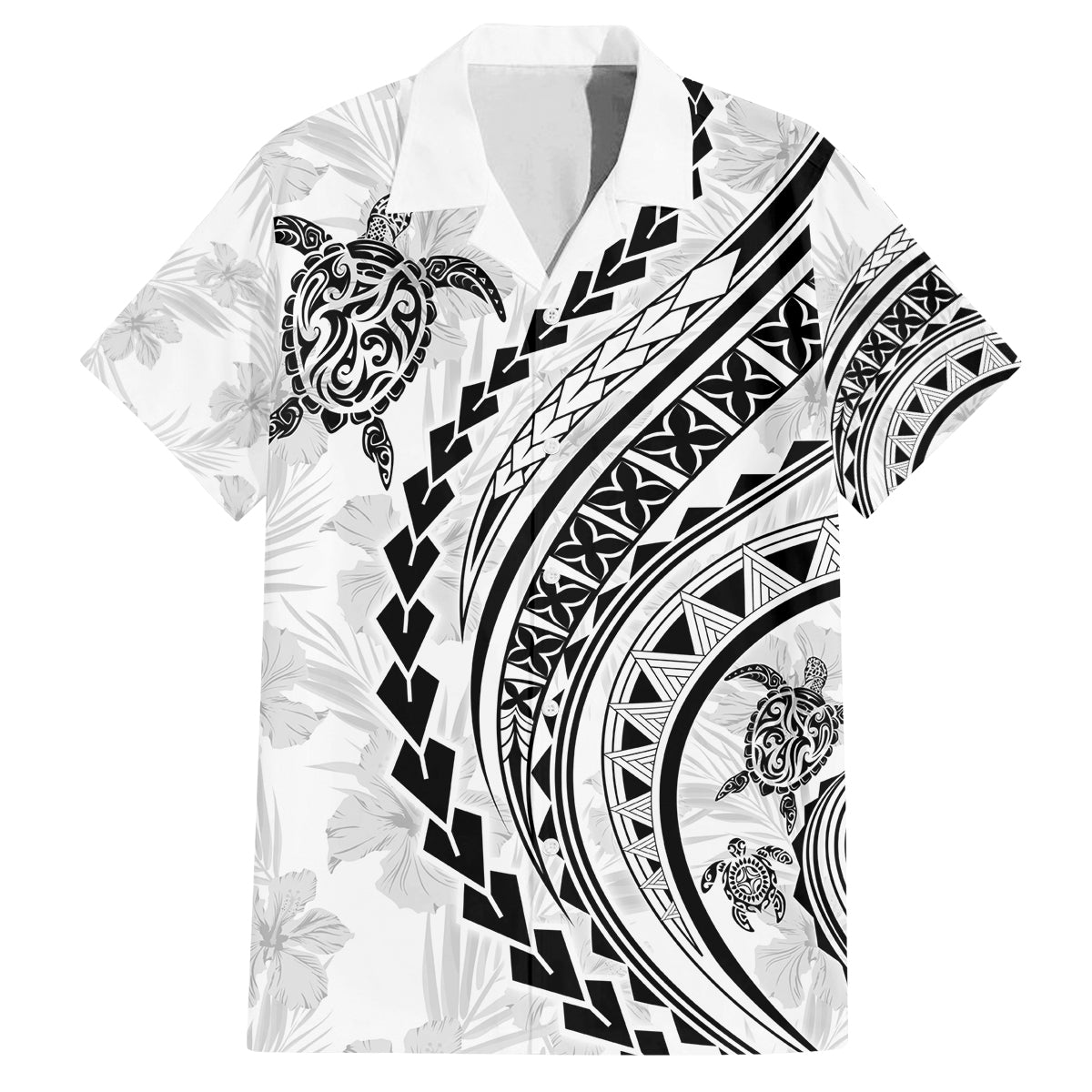 Hawaii Family Matching Outfits Polynesian Pride Off Shoulder Maxi Dress And Shirt Family Set Clothes Turtle Hibiscus Luxury Style - White LT7 Dad's Shirt - Short Sleeve White - Polynesian Pride