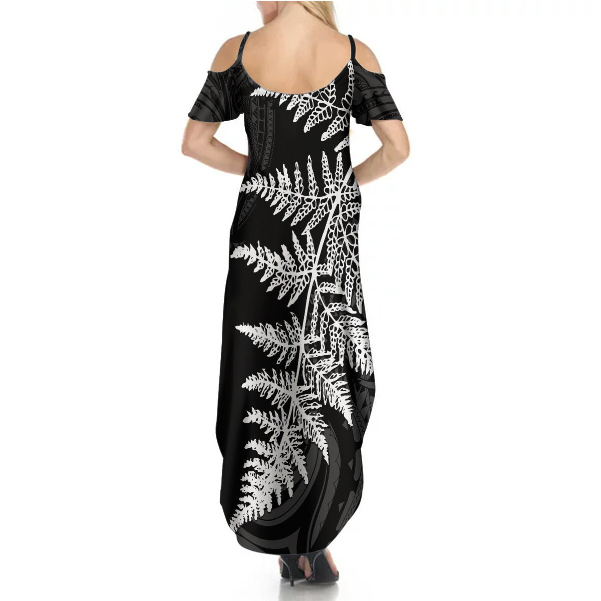 Personalised New Zealand Rugby Summer Maxi Dress World Cup 2023 Silver Fern Champions LT7 - Polynesian Pride