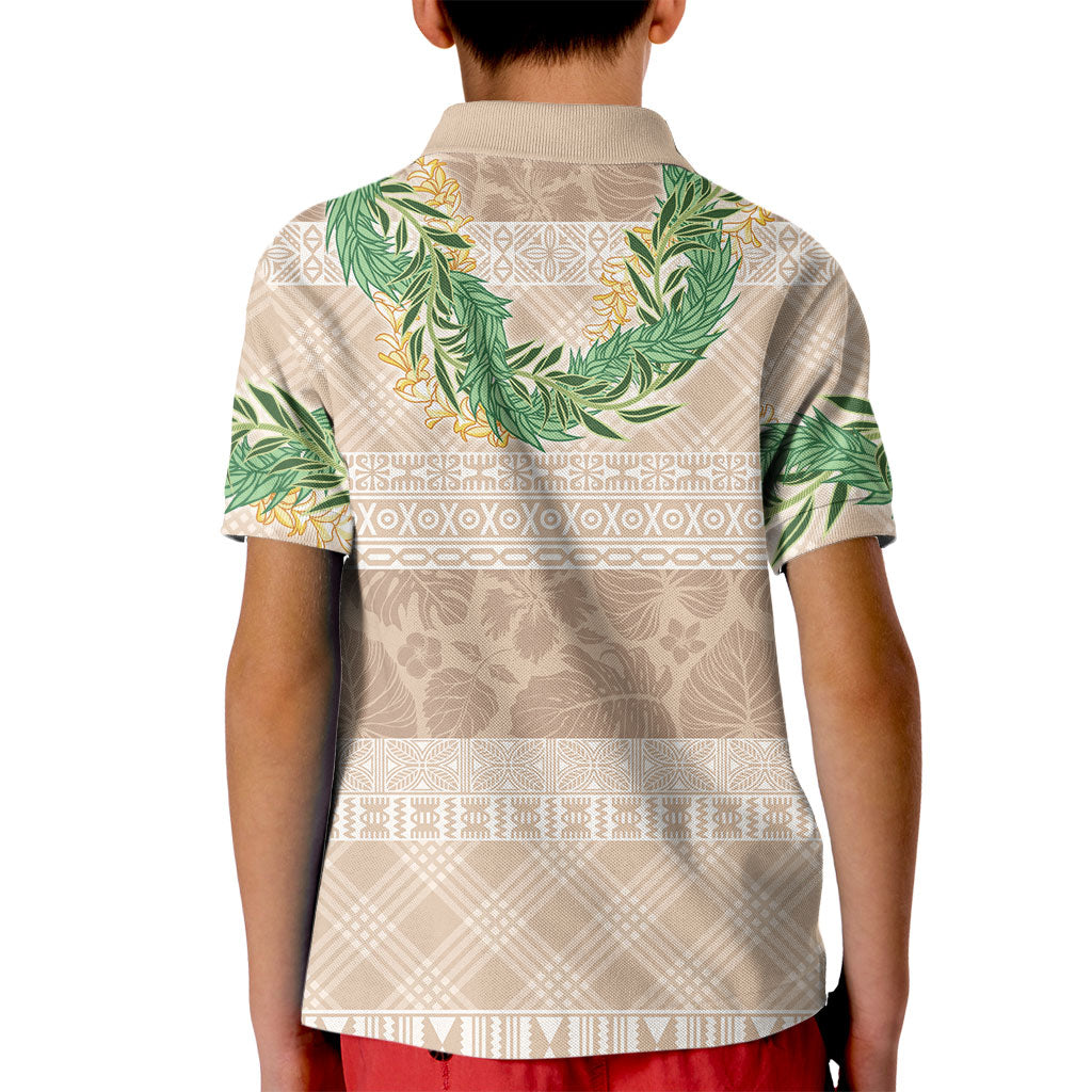 Hawai'i Paniolo Maile Twisted Lei Kid Polo Shirt Almond Brown LT7 - Polynesian Pride