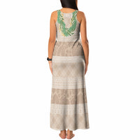 Hawai'i Paniolo Maile Twisted Lei Tank Maxi Dress Almond Brown LT7 - Polynesian Pride