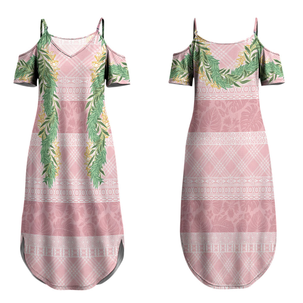 Hawai'i Paniolo Maile Twisted Lei Couples Matching Summer Maxi Dress and Hawaiian Shirt Dusty Rose LT7 - Polynesian Pride