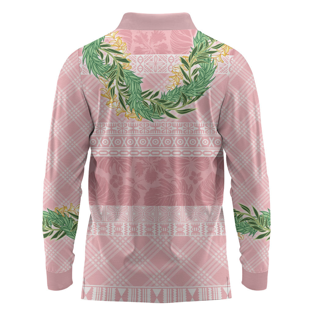 Hawai'i Paniolo Maile Twisted Lei Long Sleeve Polo Shirt Dusty Rose LT7 - Polynesian Pride