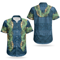 Hawai'i Paniolo Maile Twisted Lei Couples Matching Summer Maxi Dress and Hawaiian Shirt Cobalt Blue LT7 - Polynesian Pride