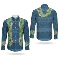 Hawai'i Paniolo Maile Twisted Lei Couples Matching Tank Maxi Dress and Long Sleeve Button Shirt Cobalt Blue LT7 - Polynesian Pride