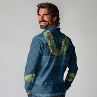 Hawai'i Paniolo Maile Twisted Lei Long Sleeve Polo Shirt Cobalt Blue LT7 - Polynesian Pride