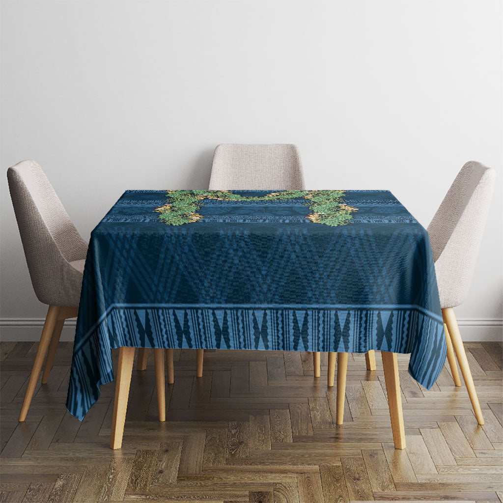 Hawai'i Paniolo Maile Twisted Lei Tablecloth Cobalt Blue LT7 - Polynesian Pride