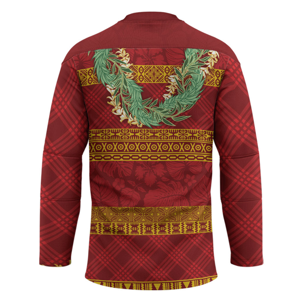 Hawai'i Paniolo Maile Twisted Lei Hockey Jersey Hilo Royal Red LT7 - Polynesian Pride